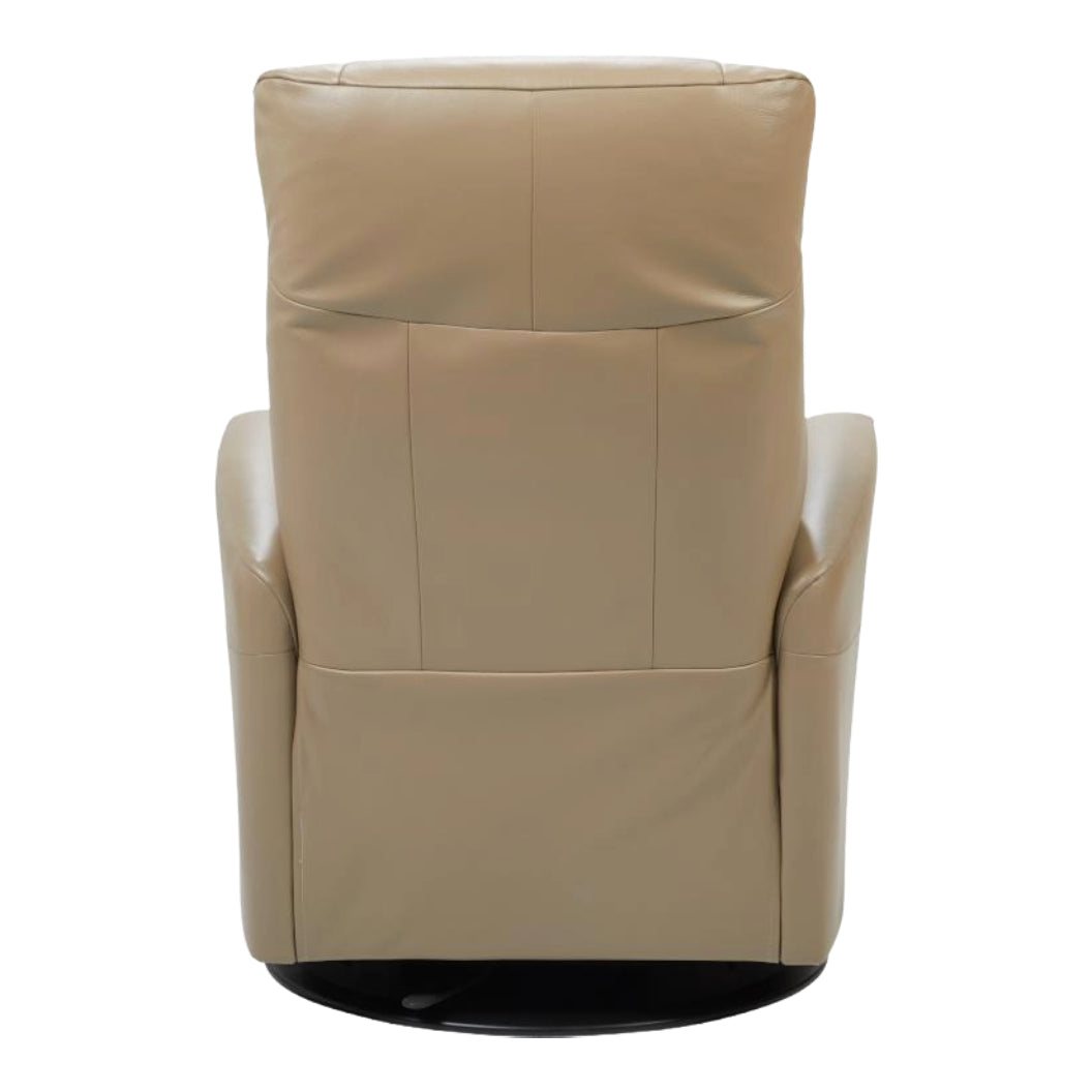 Fauteuil berçant, pivotant et inclinable motorisé en cuir beige foncé - Namsen Nordic