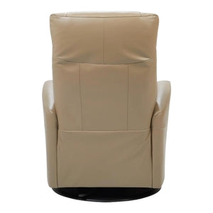 Fauteuil berçant, pivotant et inclinable motorisé en cuir beige foncé - Namsen Nordic