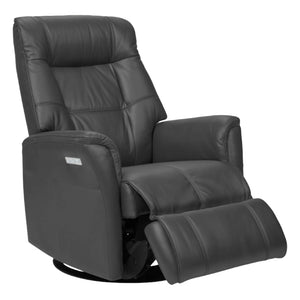 Fauteuil berçant, pivotant et inclinable motorisé en cuir gris foncé - Muru Nordic
