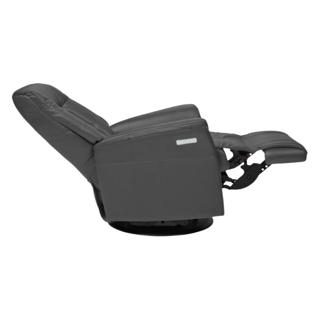 Fauteuil berçant, pivotant et inclinable motorisé en cuir gris foncé - Muru Nordic