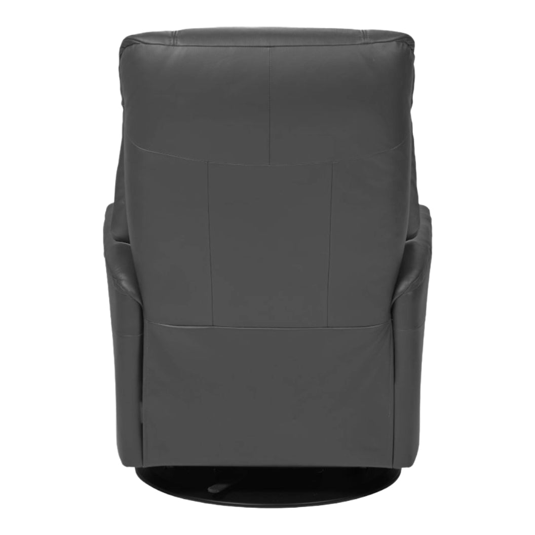 Fauteuil berçant, pivotant et inclinable motorisé en cuir gris foncé - Muru Nordic