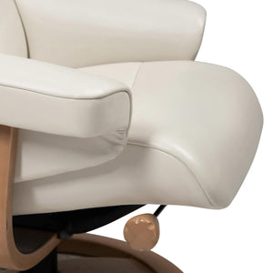 Fauteuil pivotant et inclinable en cuir ivoire avec repose-pieds - Otra Nordic