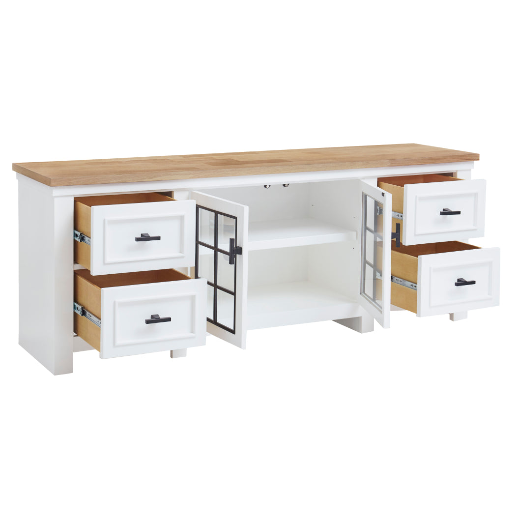 Meuble de télévision en bois et placage bicolore à 4 tiroirs - Ashbryn