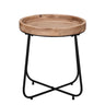 Table d'appoint ronde en bois naturel et métal noir - Jil