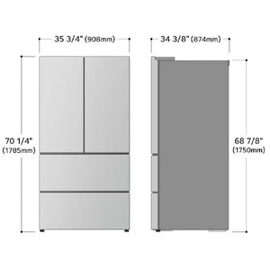 Réfrigérateur porte française 36 po, 29 pi³ 4 portes Inox avec tiroir de refroidissement polyvalent
