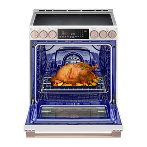 Cuisinière à induction encastrable 30 po Blanc 5 éléments, mode Turbo & Instaview