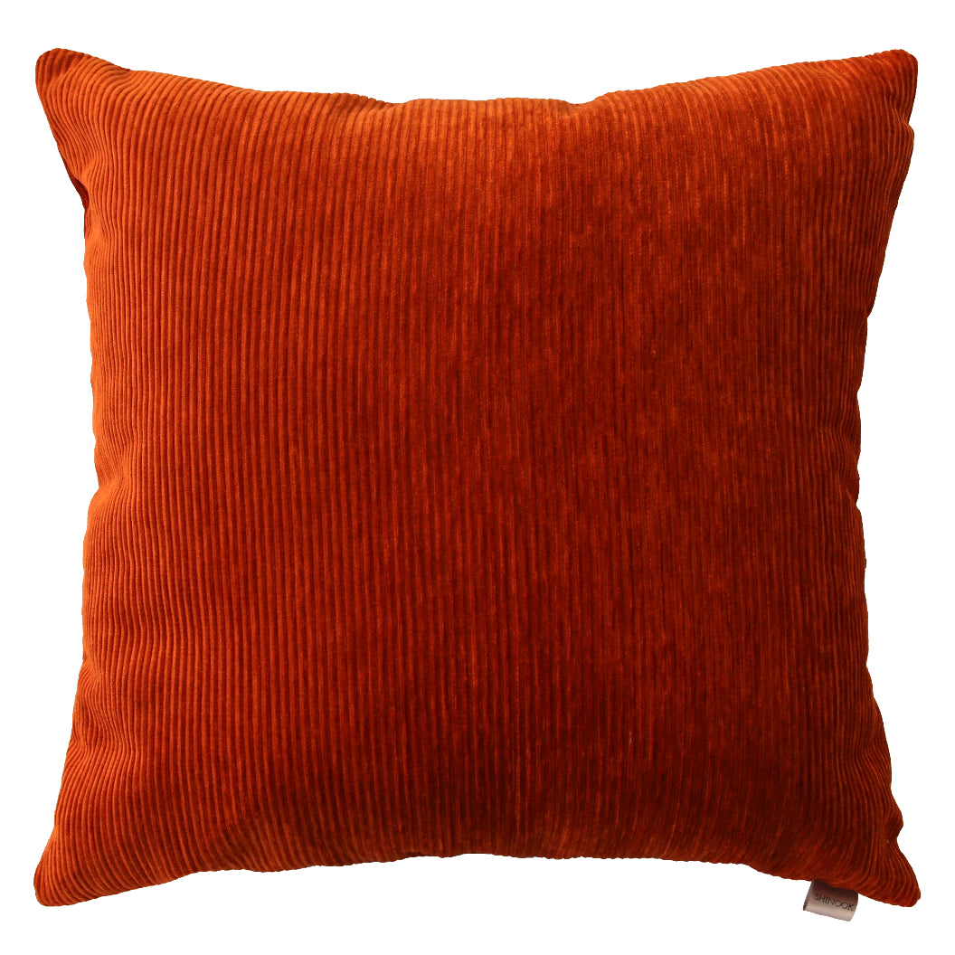 Coussin 20 x 20 po velours côtelé orange - Ricardo