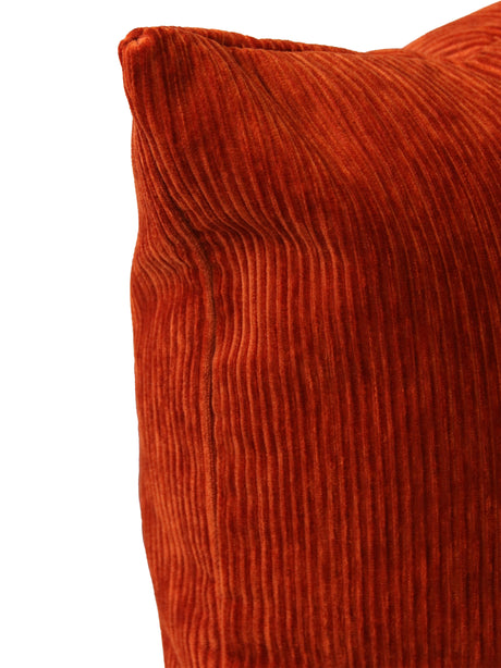 Coussin 20 x 20 po velours côtelé orange - Ricardo
