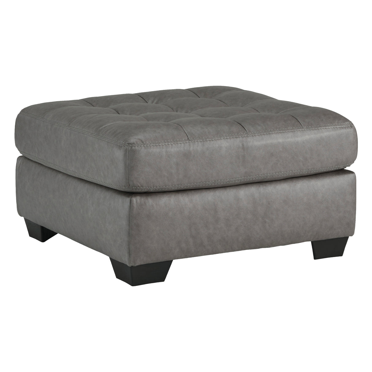 Ottoman aspect cuir gris surdimensionné - Clairette