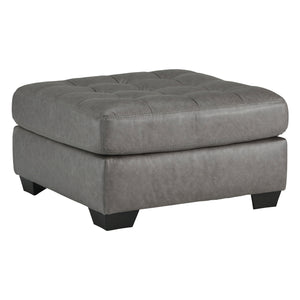 Ottoman aspect cuir gris surdimensionné - Clairette