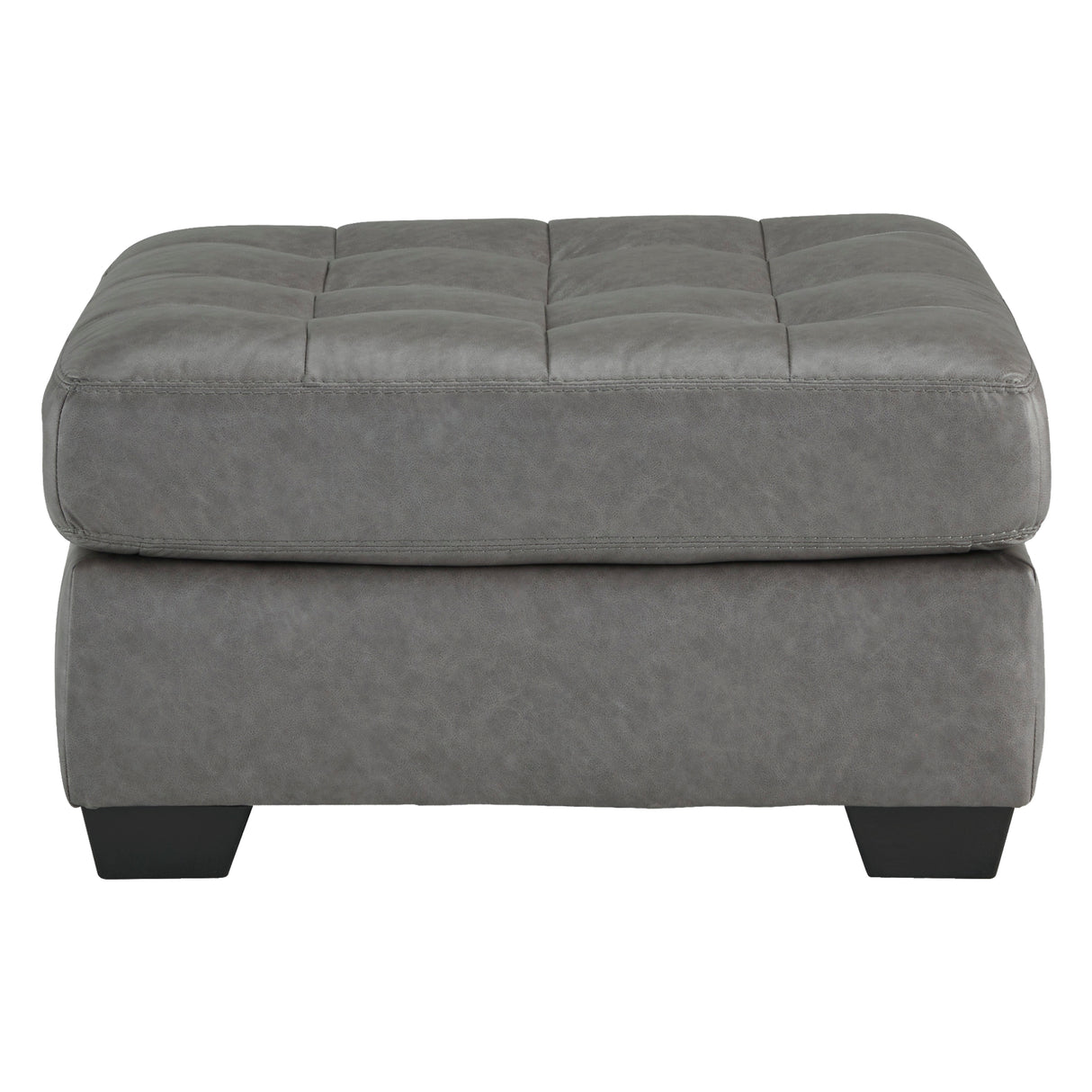 Ottoman aspect cuir gris surdimensionné - Clairette