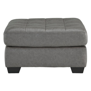 Ottoman aspect cuir gris surdimensionné - Clairette