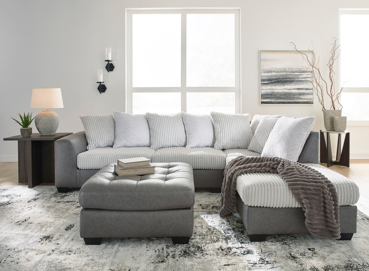 Ottoman aspect cuir gris surdimensionné - Clairette