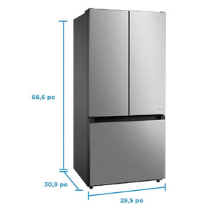 Réfrigérateur porte française 30 po, 18,4 pi³ Inox 3 portes