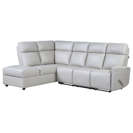 Sectionnel inclinable aspect cuir beige pâle avec table rabattable & chaise longue - Prague