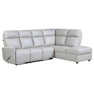 Sectionnel inclinable aspect cuir beige pâle avec table rabattable & chaise longue - Prague