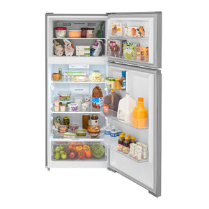 Réfrigérateur congélateur supérieur 28 po, 16 pi³ Inox - robuste et mobile