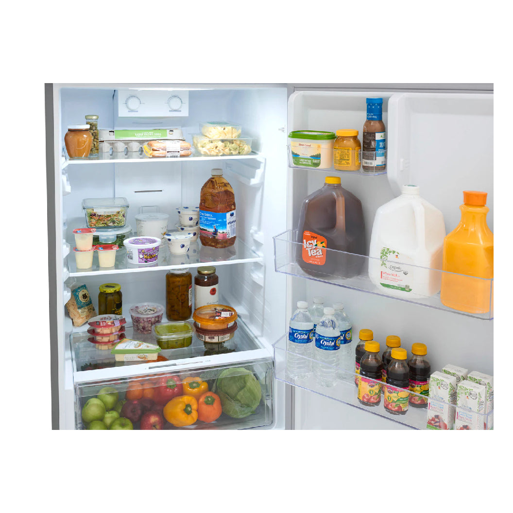 Réfrigérateur congélateur supérieur 28 po, 16 pi³ Inox - robuste et mobile