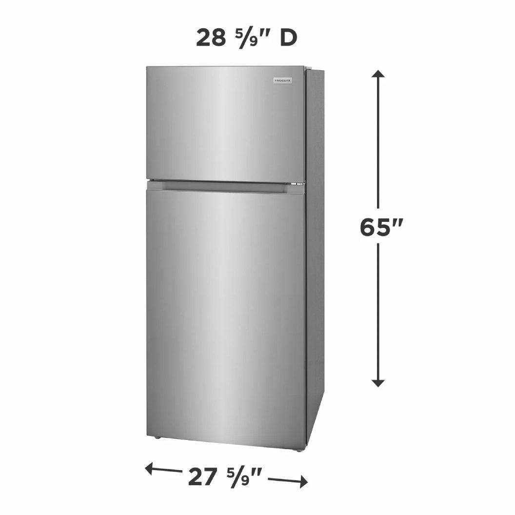 Réfrigérateur congélateur supérieur 28 po, 16 pi³ Inox - robuste et mobile