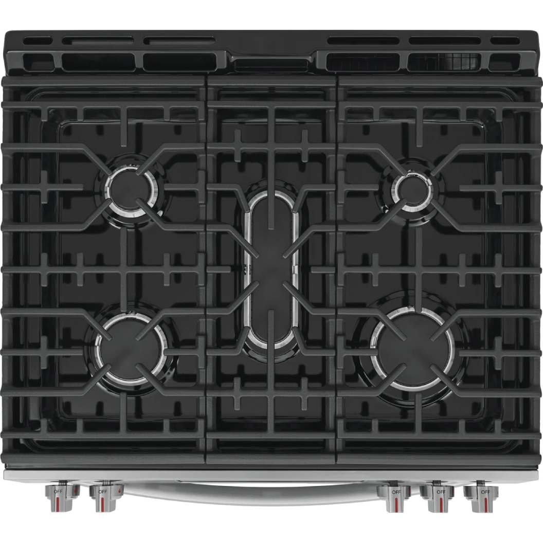 Cuisinière au gaz 30 po, 5,3 pi³ Inox avec 5 brûleurs