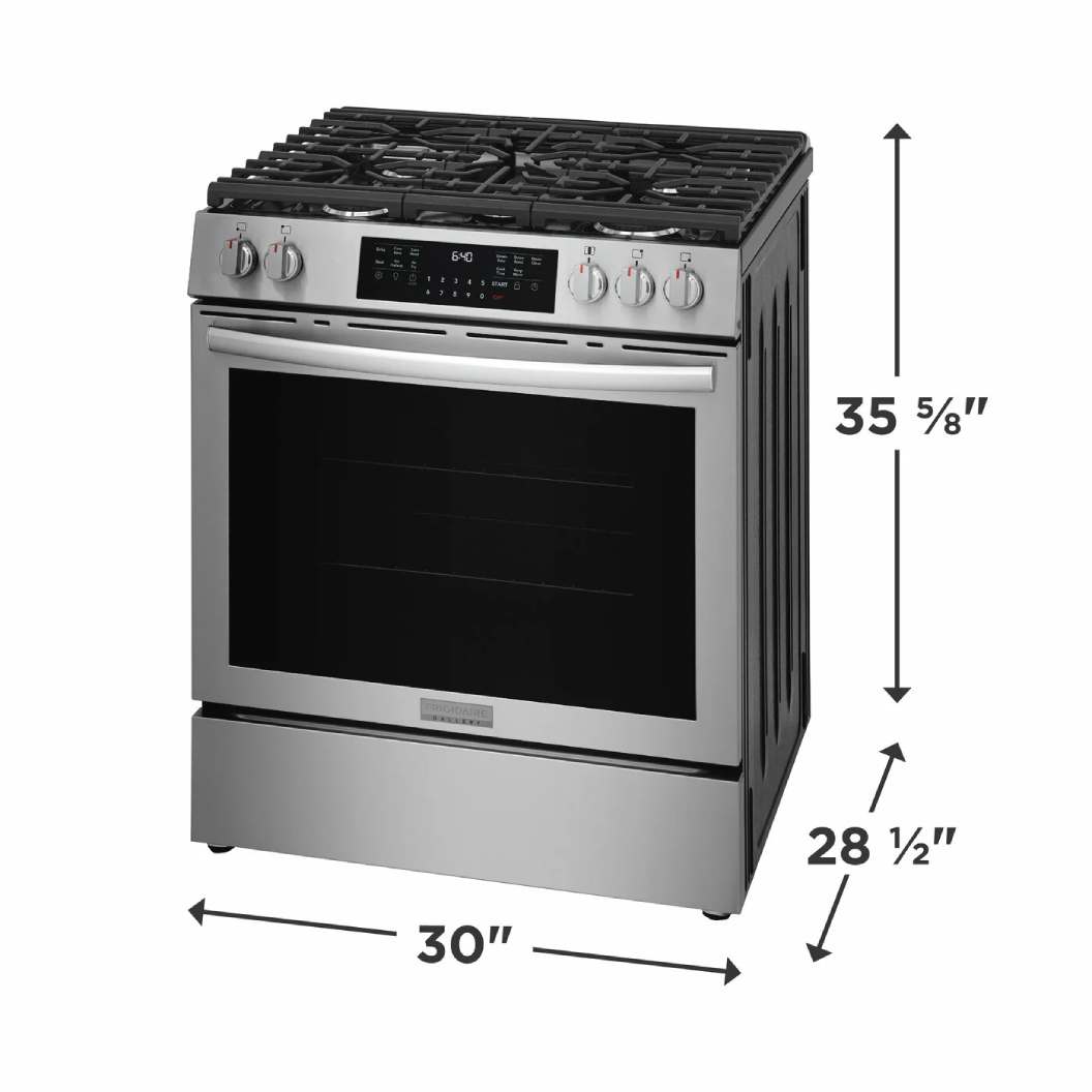 Cuisinière au gaz 30 po, 5,3 pi³ Inox avec 5 brûleurs