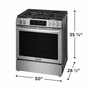 Cuisinière au gaz 30 po, 5,3 pi³ Inox avec 5 brûleurs