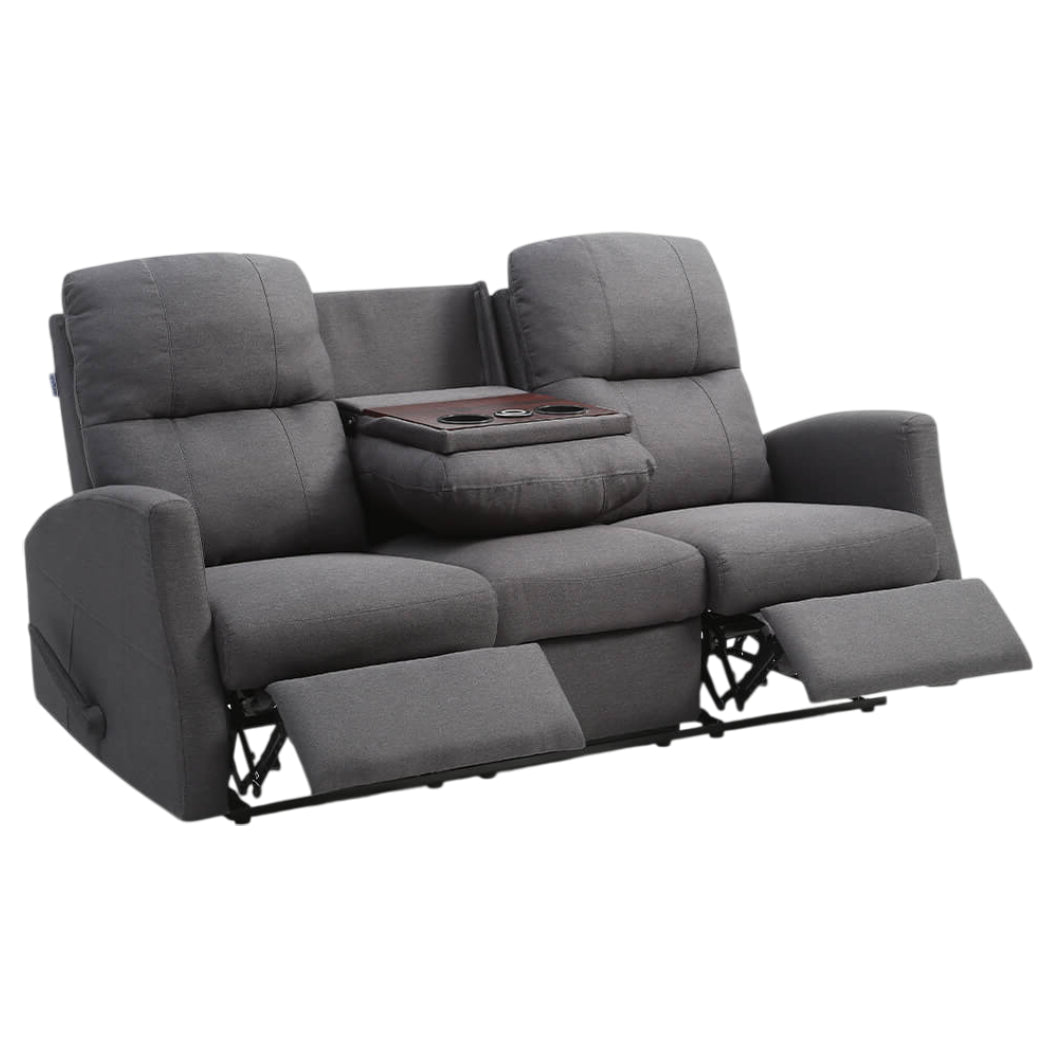 Sofa inclinable en tissu avec table rabattable & chargeur sans fil - Athènes