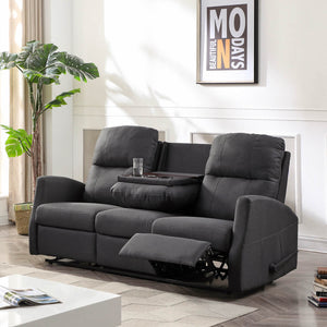 Sofa inclinable en tissu avec table rabattable & chargeur sans fil - Athènes