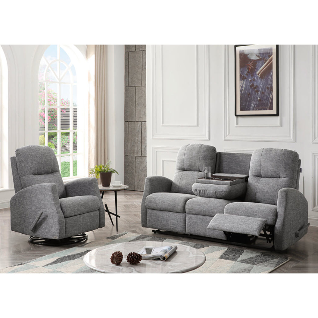 Sofa inclinable en tissu avec table rabattable & chargeur sans fil - Athènes