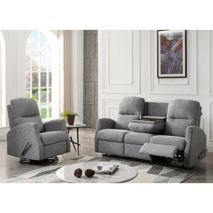 Sofa inclinable en tissu avec table rabattable & chargeur sans fil - Athènes