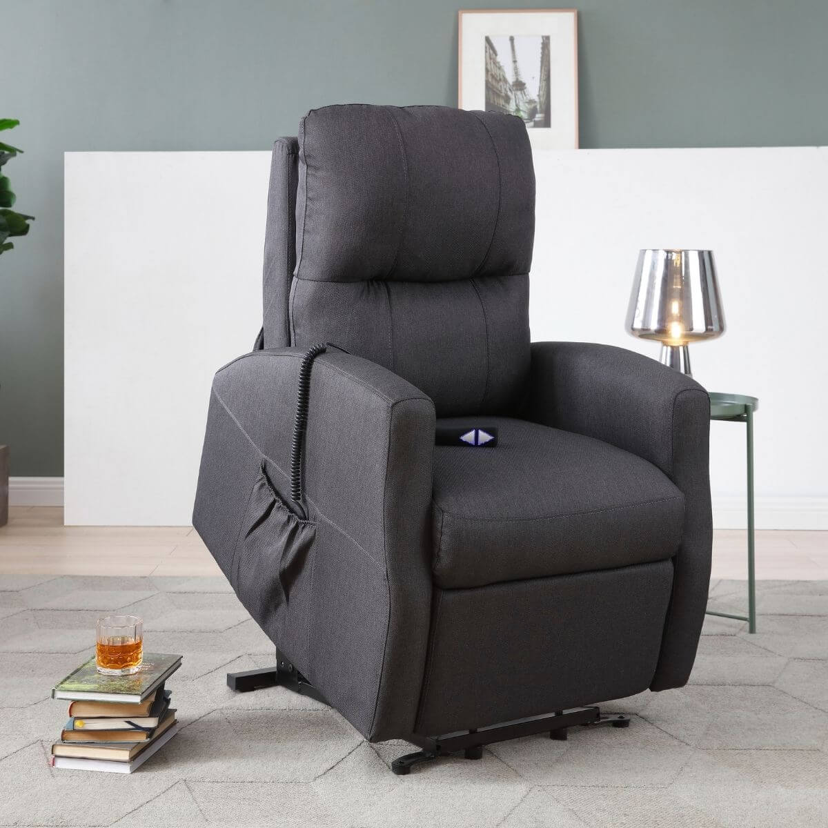 Fauteuil lève-personne inclinable en tissu avec télécommande - Athènes