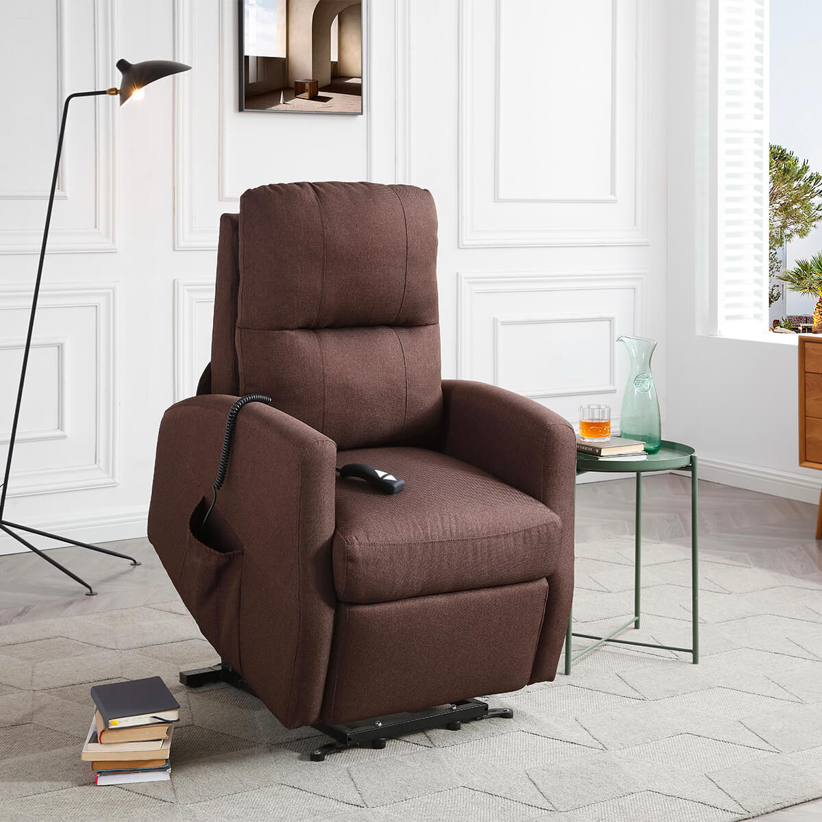 Fauteuil lève-personne inclinable en tissu avec télécommande - Athènes