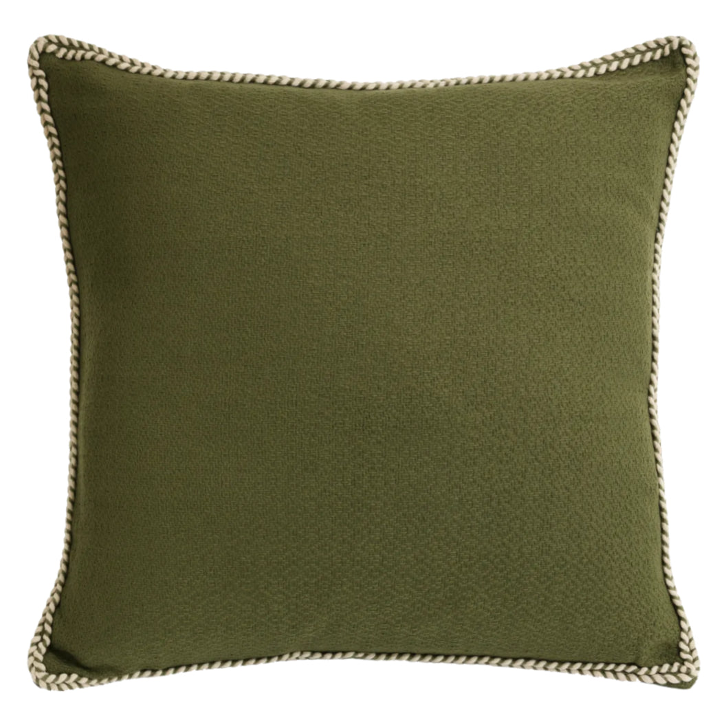 Coussin 20 x 20 po en coton vert surpiqué