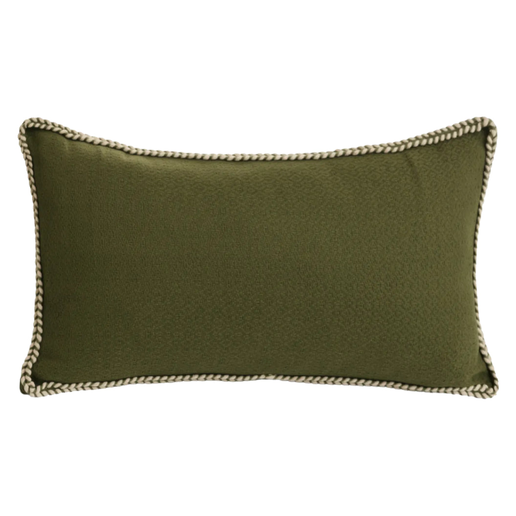 Coussin 12 x 22 po en coton vert surpiqué