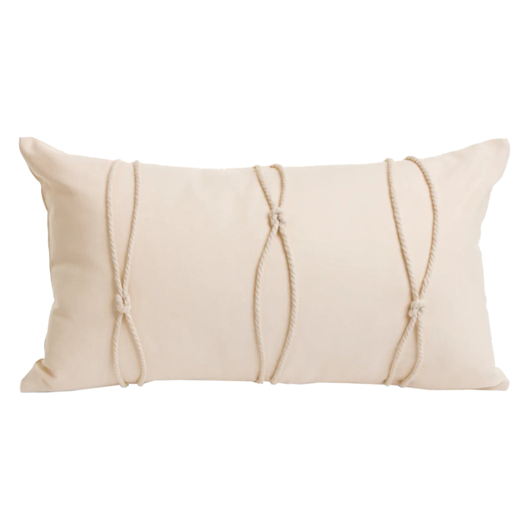 Coussin 12 x 22 po beige avec de la corde