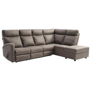 Sectionnel inclinable en tissu gris avec table rabattable & chaise longue - Bordeaux