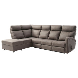 Sectionnel inclinable en tissu gris avec table rabattable & chaise longue - Bordeaux
