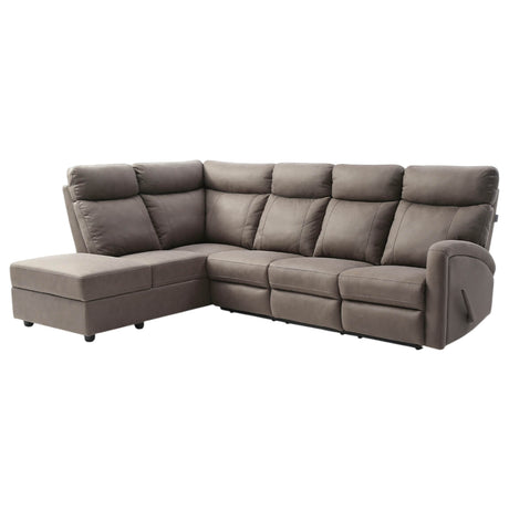 Sectionnel inclinable en tissu gris avec rangement & table rabattable - Bordeaux