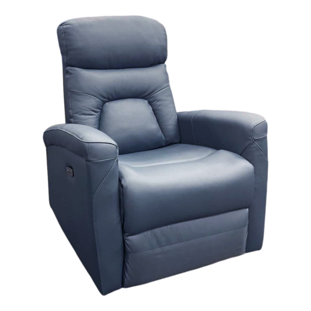 Fauteuil pivotant motorisé en cuir bleu - Amsterdam