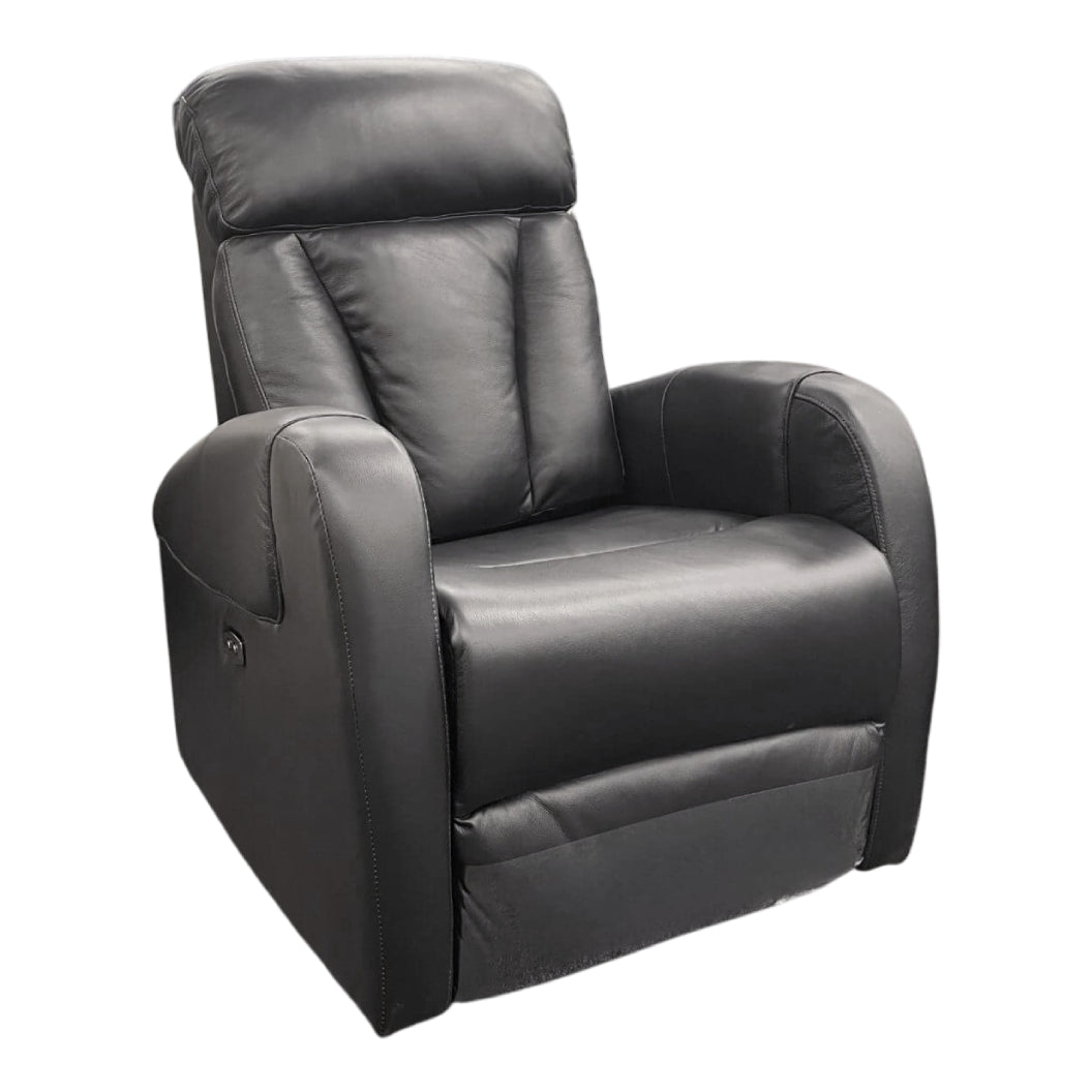 Fauteuil berçant, pivotant motorisé en cuir noir - Genève