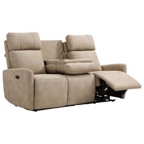 Sofa motorisé en tissu et en cuir avec table rabattable - Prague 6017
