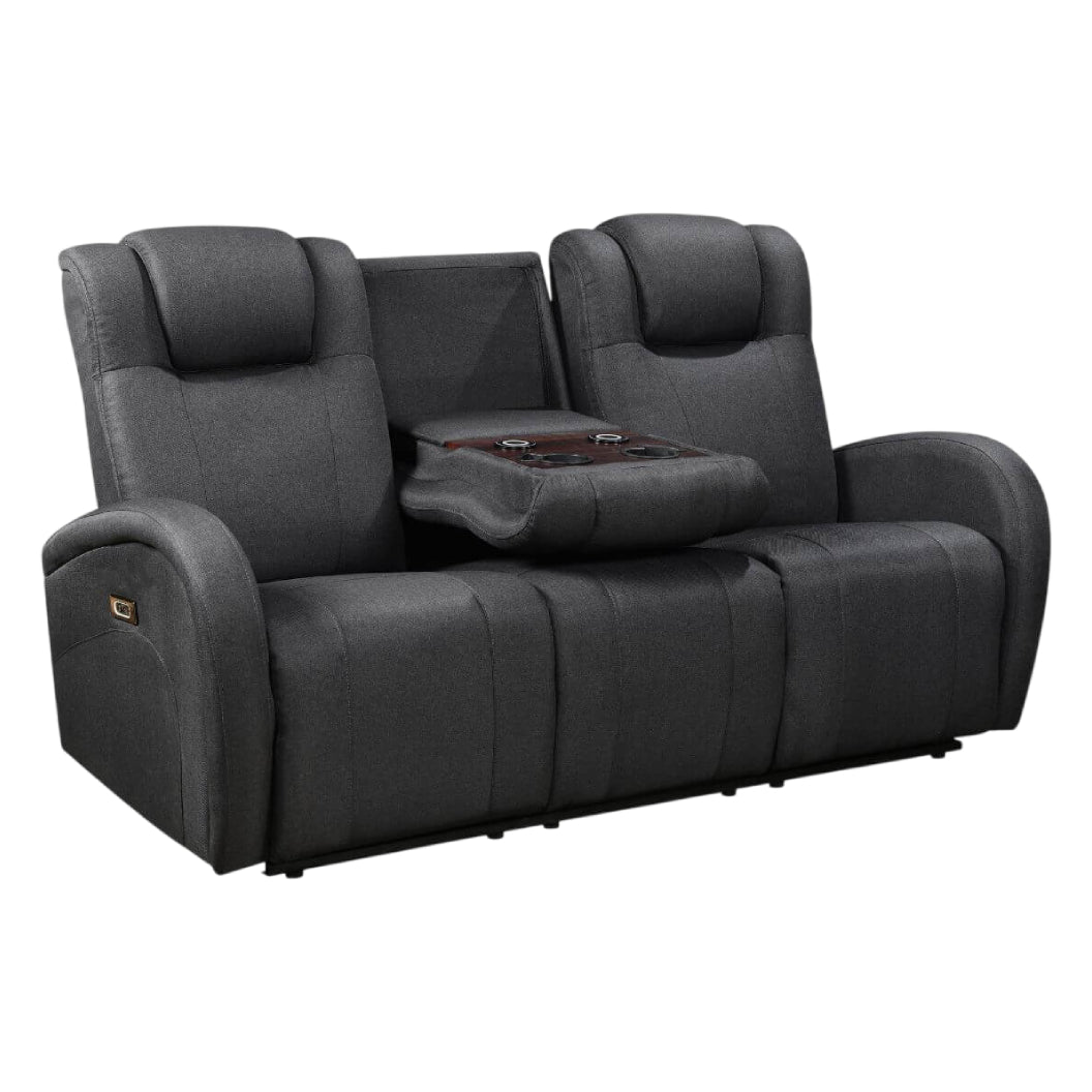 Sofa motorisé en tissu et en cuir avec table rabattable & chargeur sans fil - Marseille