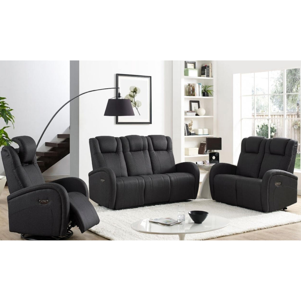 Sofa motorisé en tissu et en cuir avec table rabattable & chargeur sans fil - Marseille