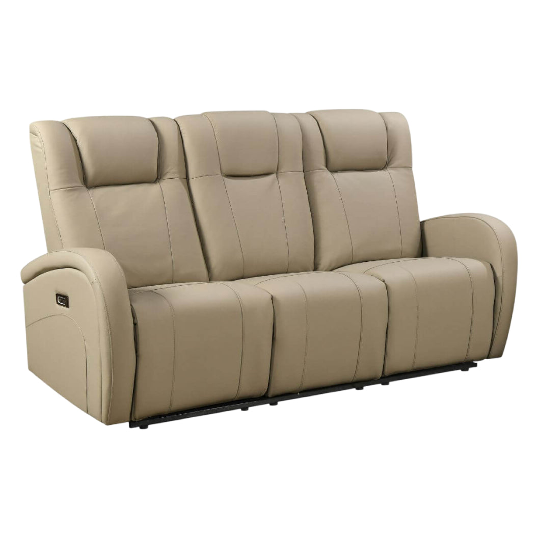 Sofa motorisé en tissu et en cuir avec table rabattable & chargeur sans fil - Marseille