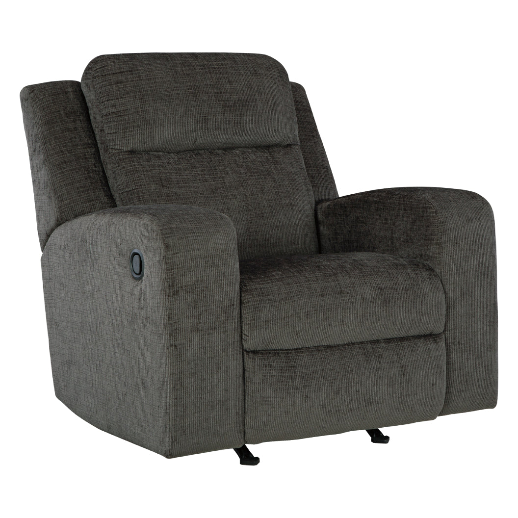 Fauteuil en tissu gris foncé berçant et inclinable - Kanlow