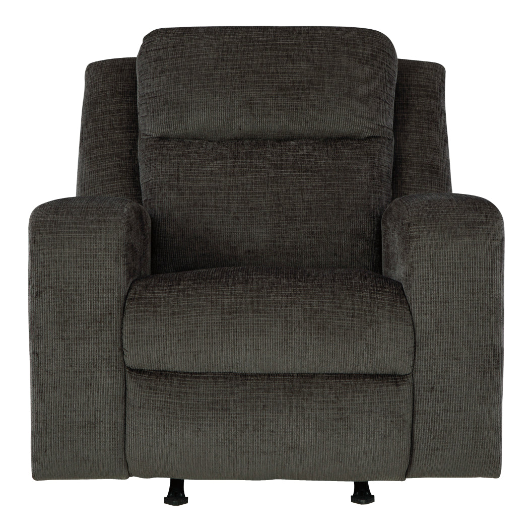 Fauteuil en tissu gris foncé berçant et inclinable - Kanlow
