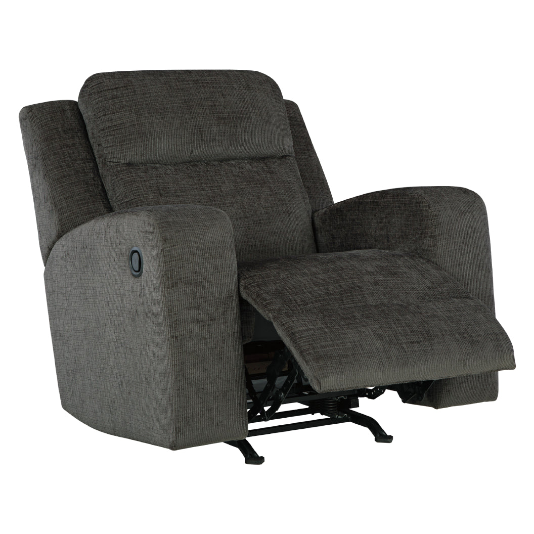 Fauteuil en tissu gris foncé berçant et inclinable - Kanlow