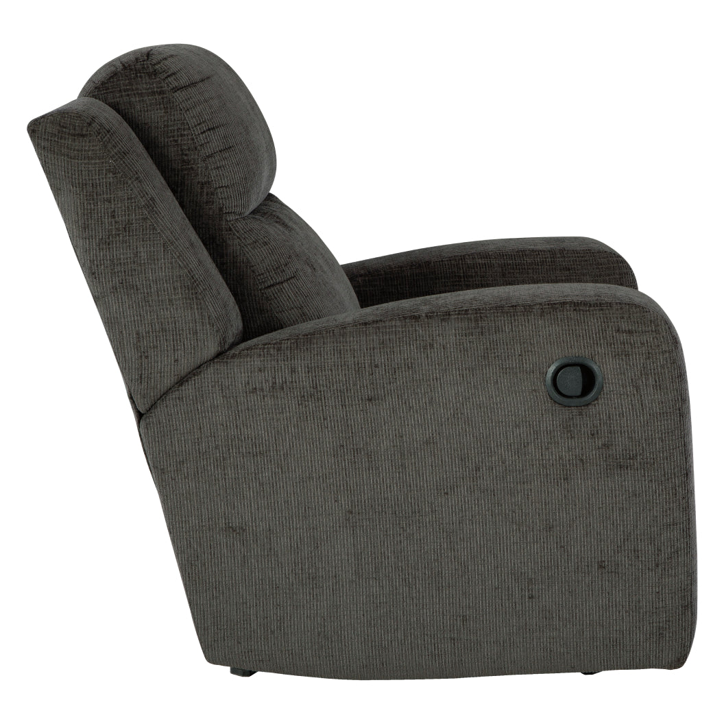 Fauteuil en tissu gris foncé berçant et inclinable - Kanlow
