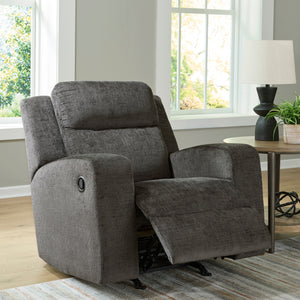 Fauteuil en tissu gris foncé berçant et inclinable - Kanlow