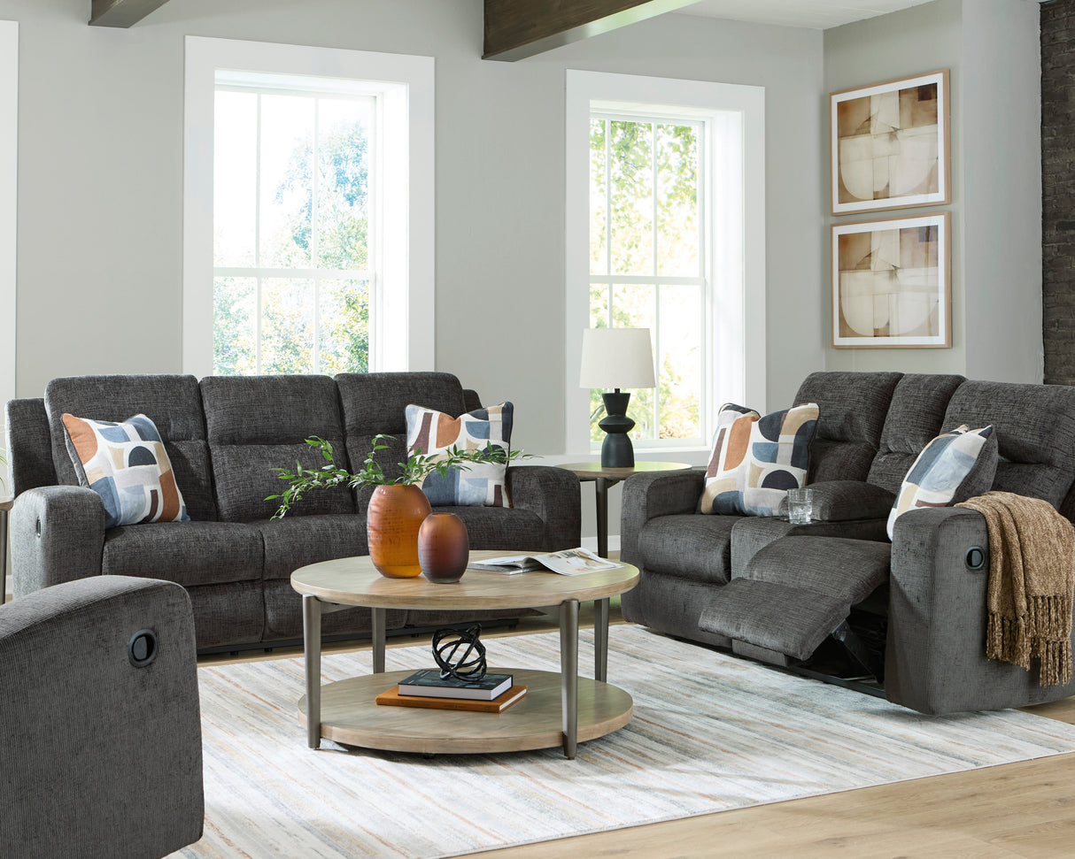 Fauteuil en tissu gris foncé berçant et inclinable - Kanlow